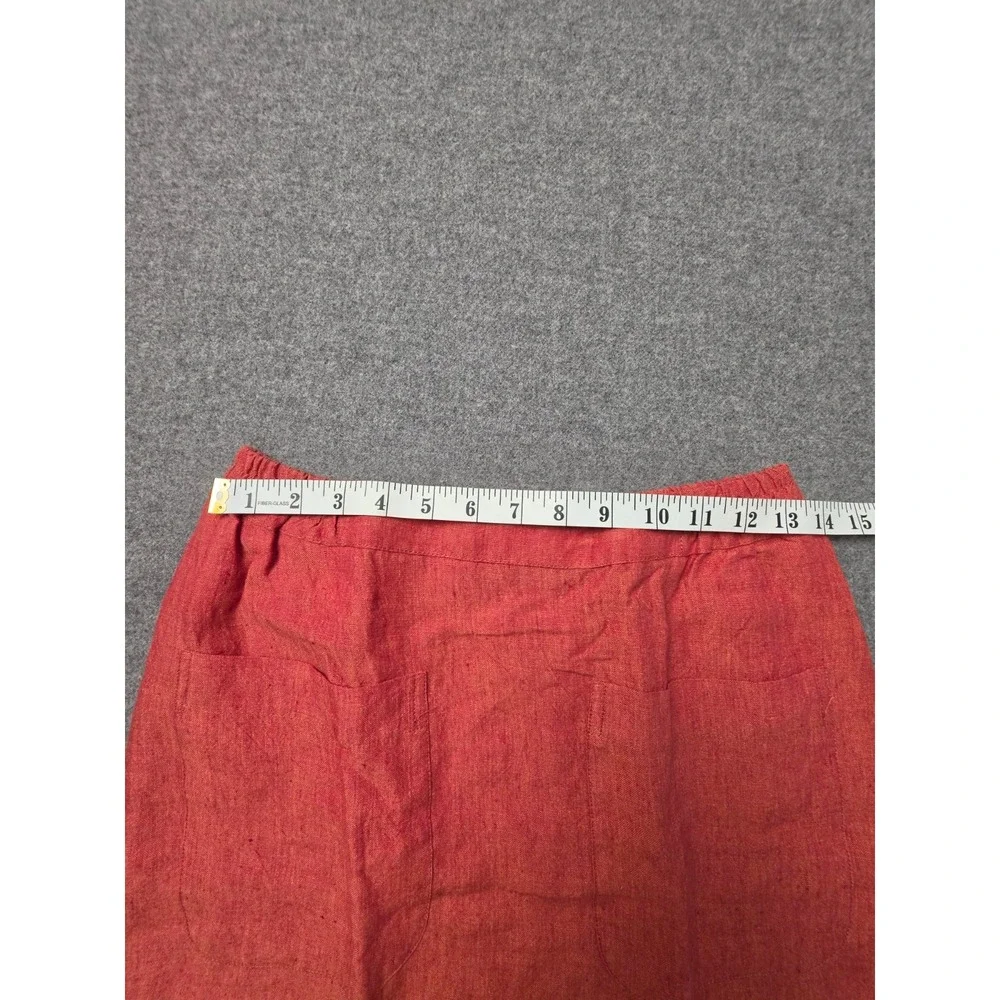 Eskandar Two Piece Linen Set Womens Size 1 Red Sleeveless Side Slit Button Front